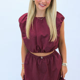 Made For You Crop Bubble Set, Maroon