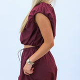 Made For You Crop Bubble Set, Maroon