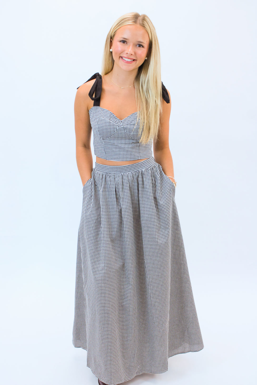 Pass Interference Maxi Skirt, Gingham