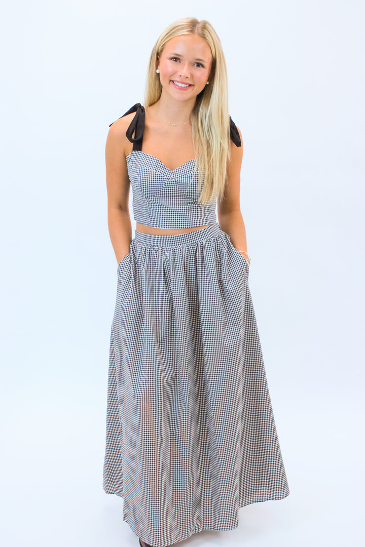 Pass Interference Sweetheart Neckline Top, Gingham