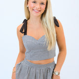 Pass Interference Sweetheart Neckline Top, Gingham