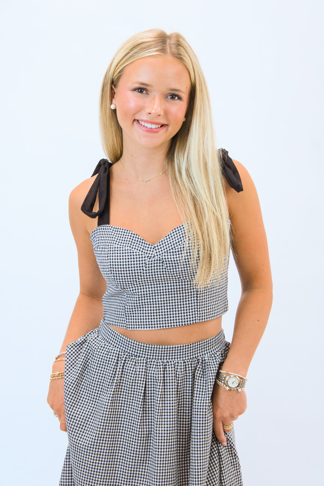 Pass Interference Sweetheart Neckline Top, Gingham