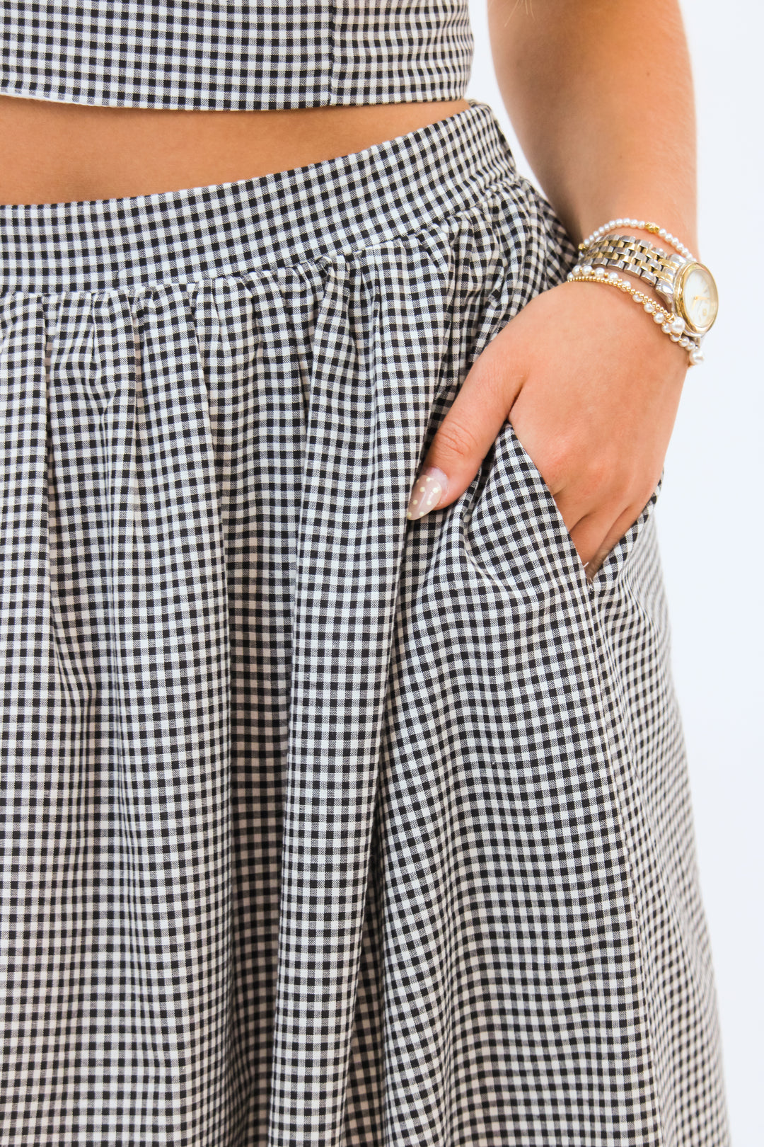 Pass Interference Maxi Skirt, Gingham