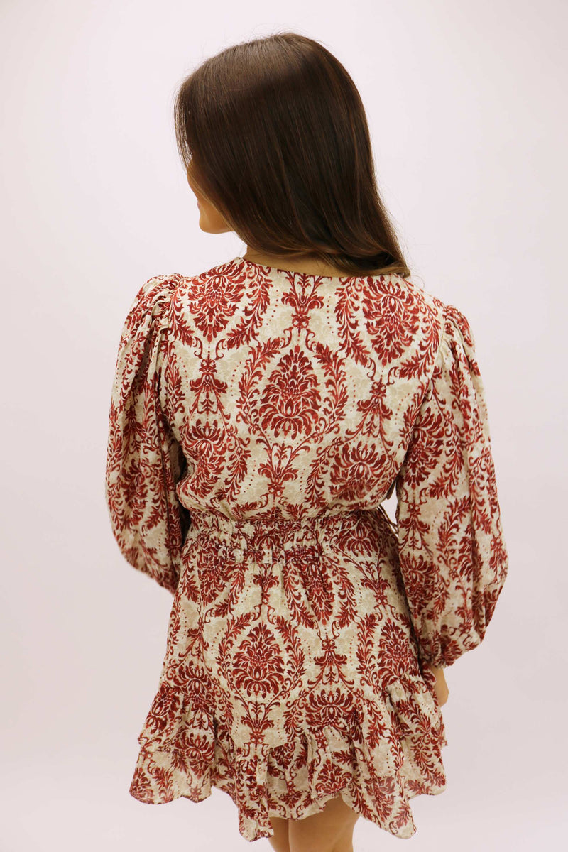Out At Sea Paisley Printed Dress, Maroon