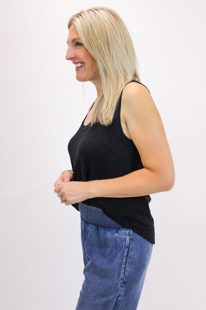 Scoop Neck Tank Top, Black