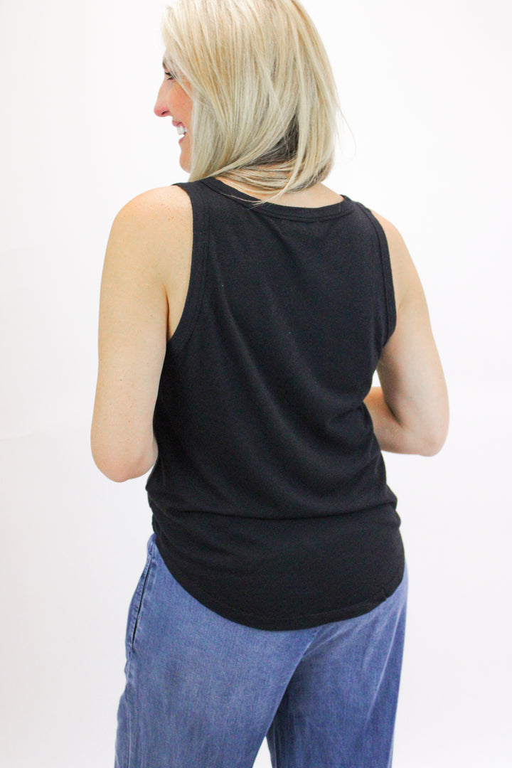 Scoop Neck Tank Top, Black