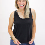Scoop Neck Tank Top, Black