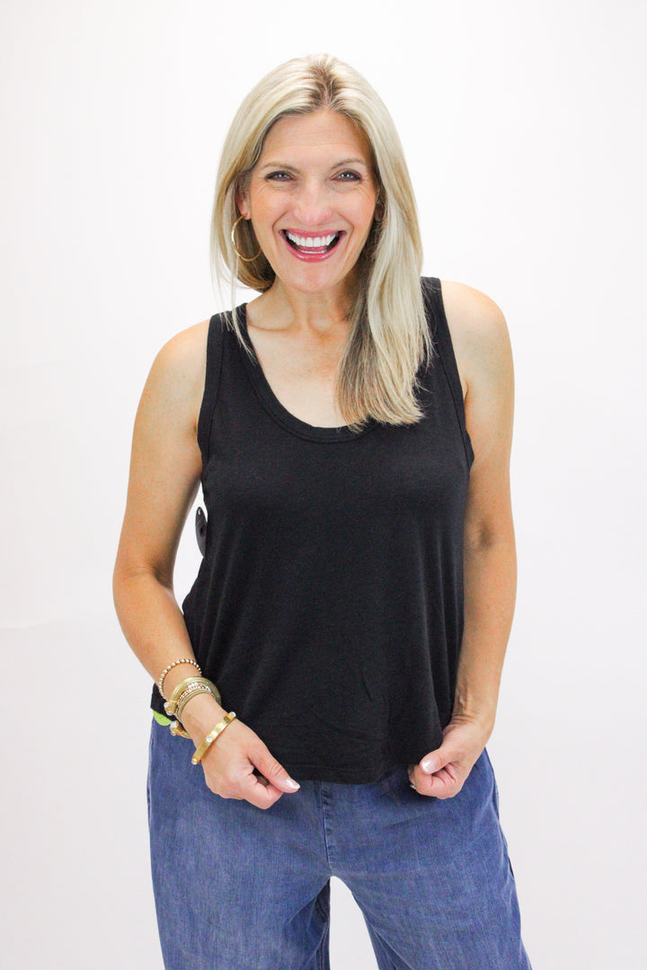 Scoop Neck Tank Top, Black
