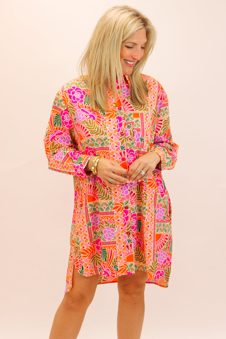 Magically Mosaic Shirt Dress, Multi