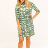 Susanna Dress, Moroccan Trellis Loden Cream