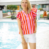 Patio Punch Top, Pink/Orange