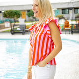 Patio Punch Top, Pink/Orange