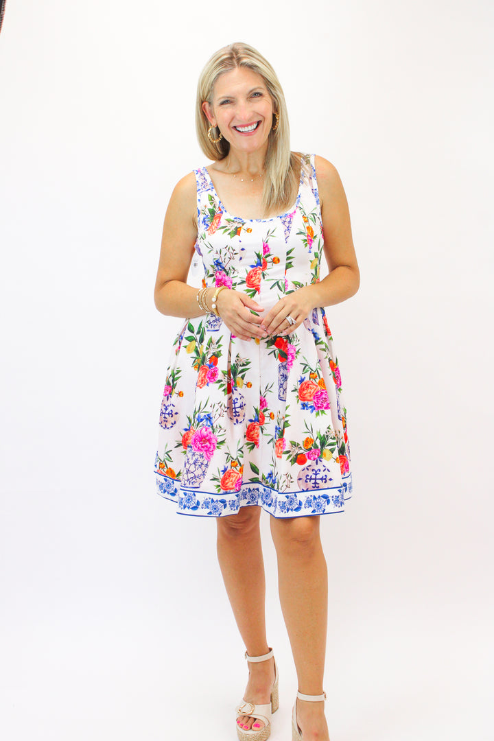 Alice Mini Dress, Ivory Ginger Jars