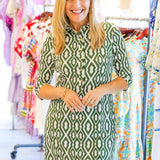 Susanna Dress, Moroccan Trellis Loden Cream