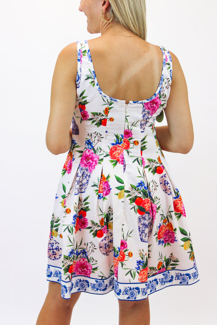 Alice Mini Dress, Ivory Ginger Jars