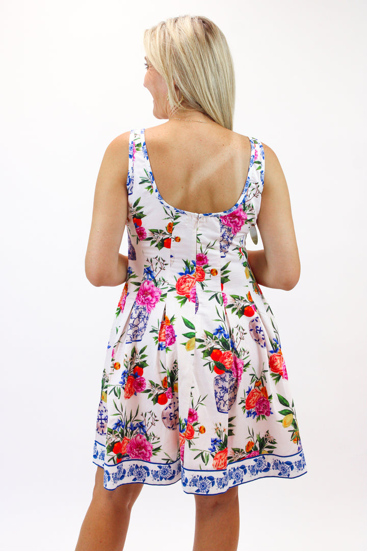 Alice Mini Dress, Ivory Ginger Jars