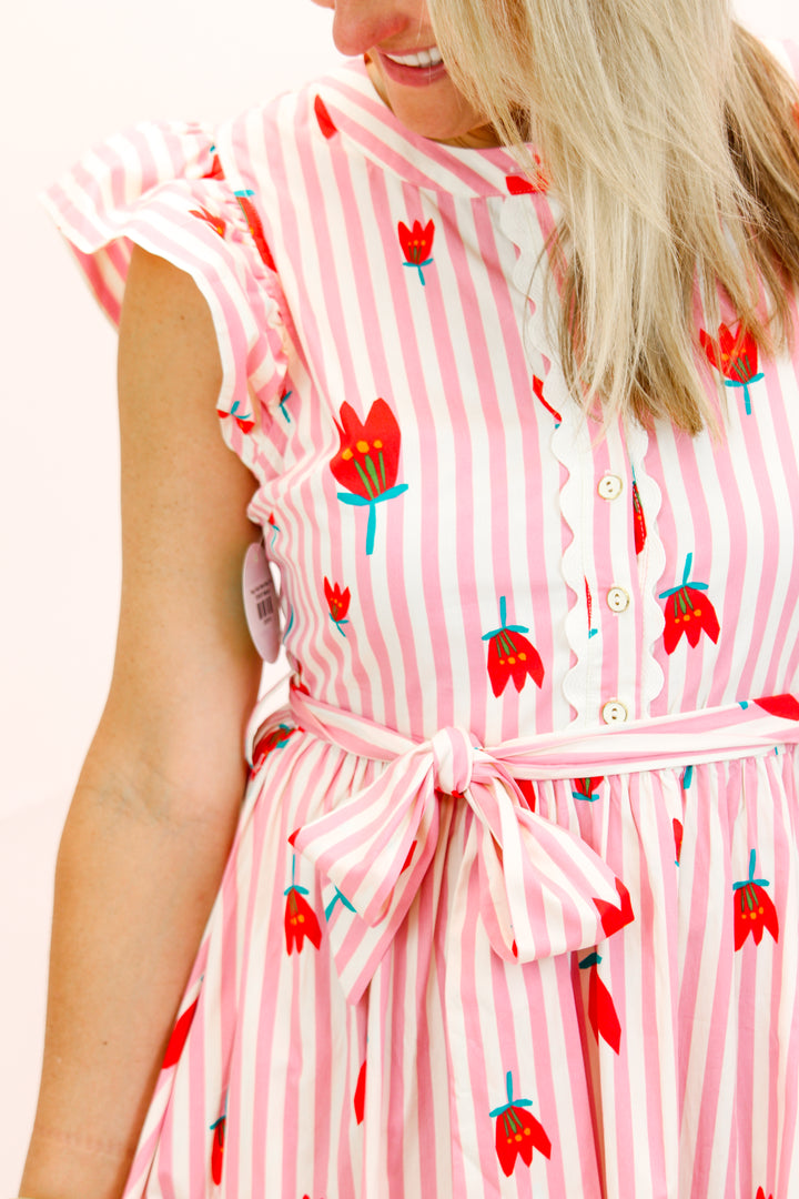 Poppy Fields Striped Maxi, Pink