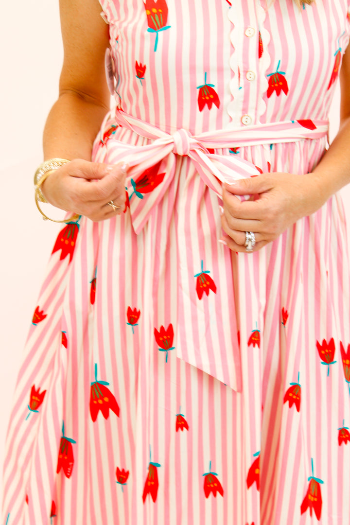 Poppy Fields Striped Maxi, Pink