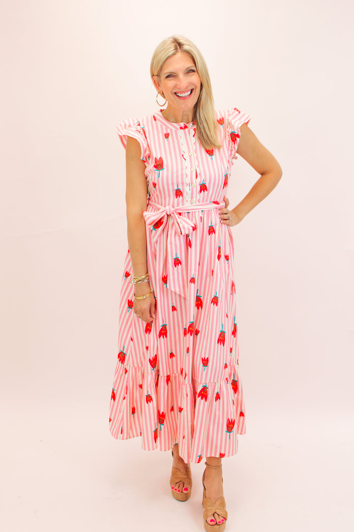 Poppy Fields Striped Maxi, Pink
