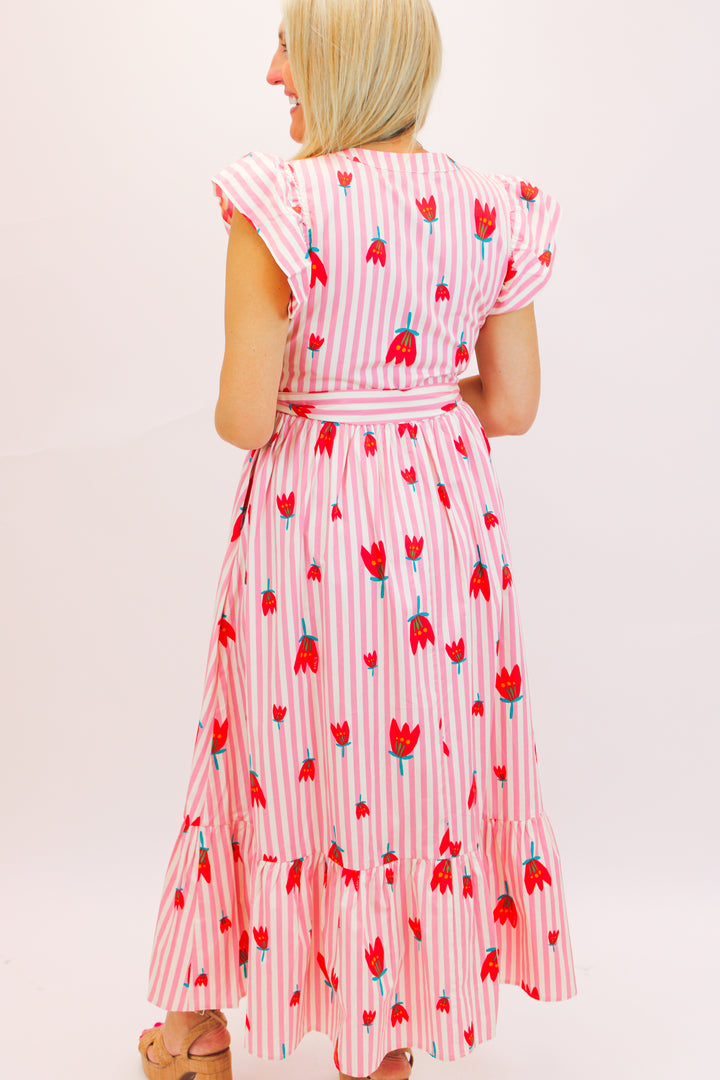 Poppy Fields Striped Maxi, Pink