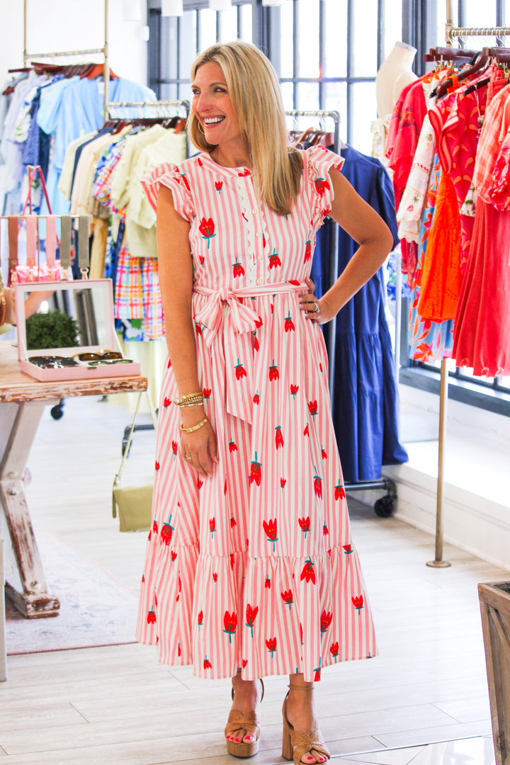 Poppy Fields Striped Maxi, Pink