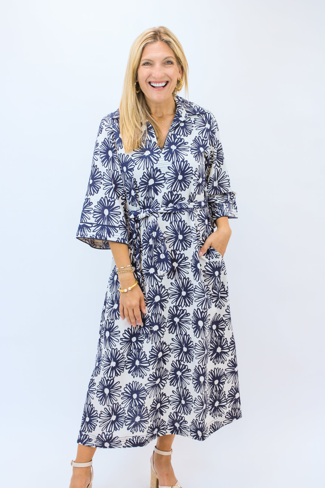 Talia Dress, Hand-Drawn Daisies