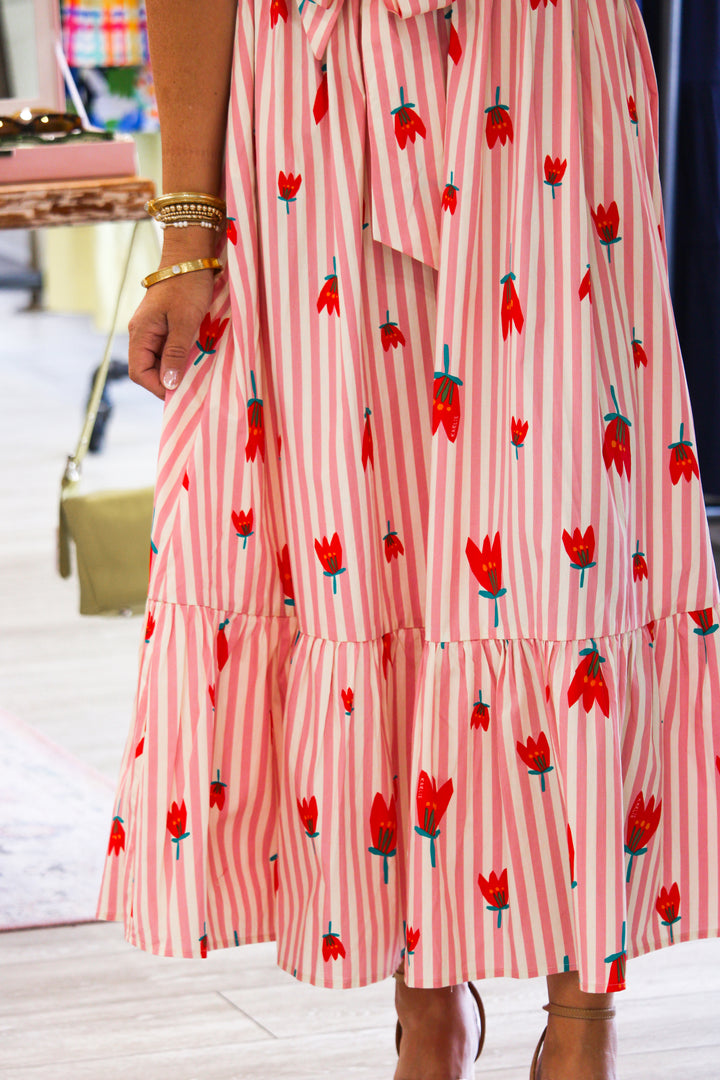 Poppy Fields Striped Maxi, Pink