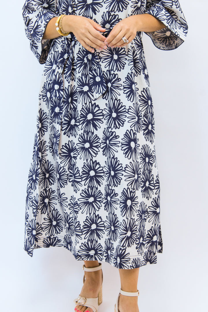 Talia Dress, Hand-Drawn Daisies