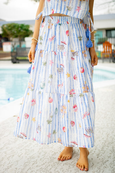 Take Me to the Beach Skirt, Blue