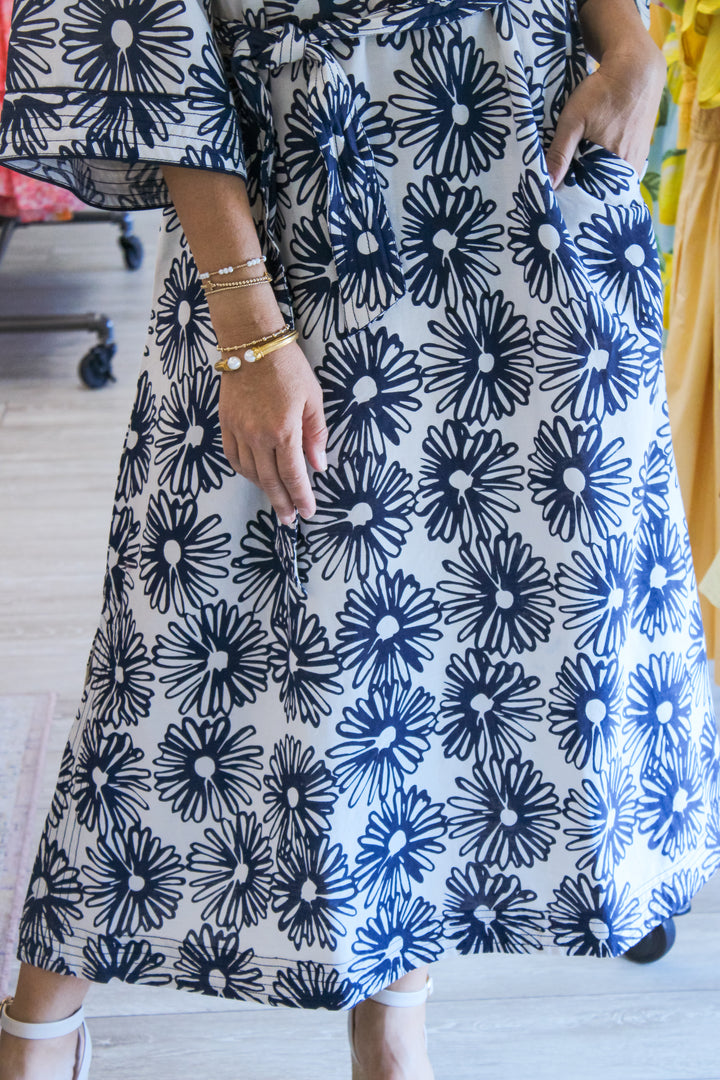 Talia Dress, Hand-Drawn Daisies