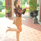 Paradise Found Suede Skort, Caramel Cafe