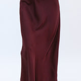 Rush The Field Satin Midi Skirt, Maroon