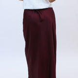 Rush The Field Satin Midi Skirt, Maroon