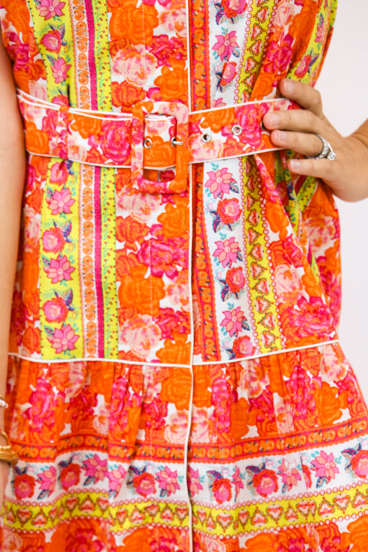 Fleur Dress, Rosebud Ribbon Stripes