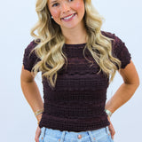 Angelina Lace Tee,Wine