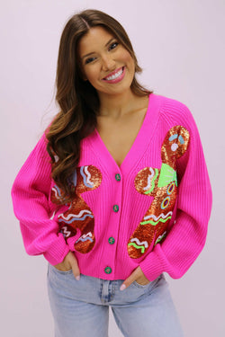 Hot Pink Gingerbread Cardigan