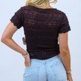 Angelina Lace Tee,Wine