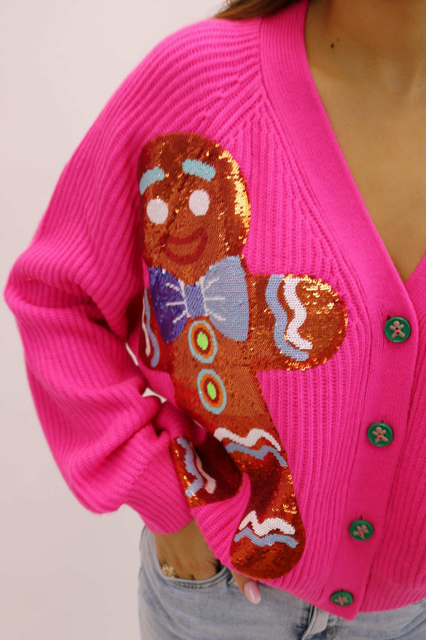 Hot Pink Gingerbread Cardigan