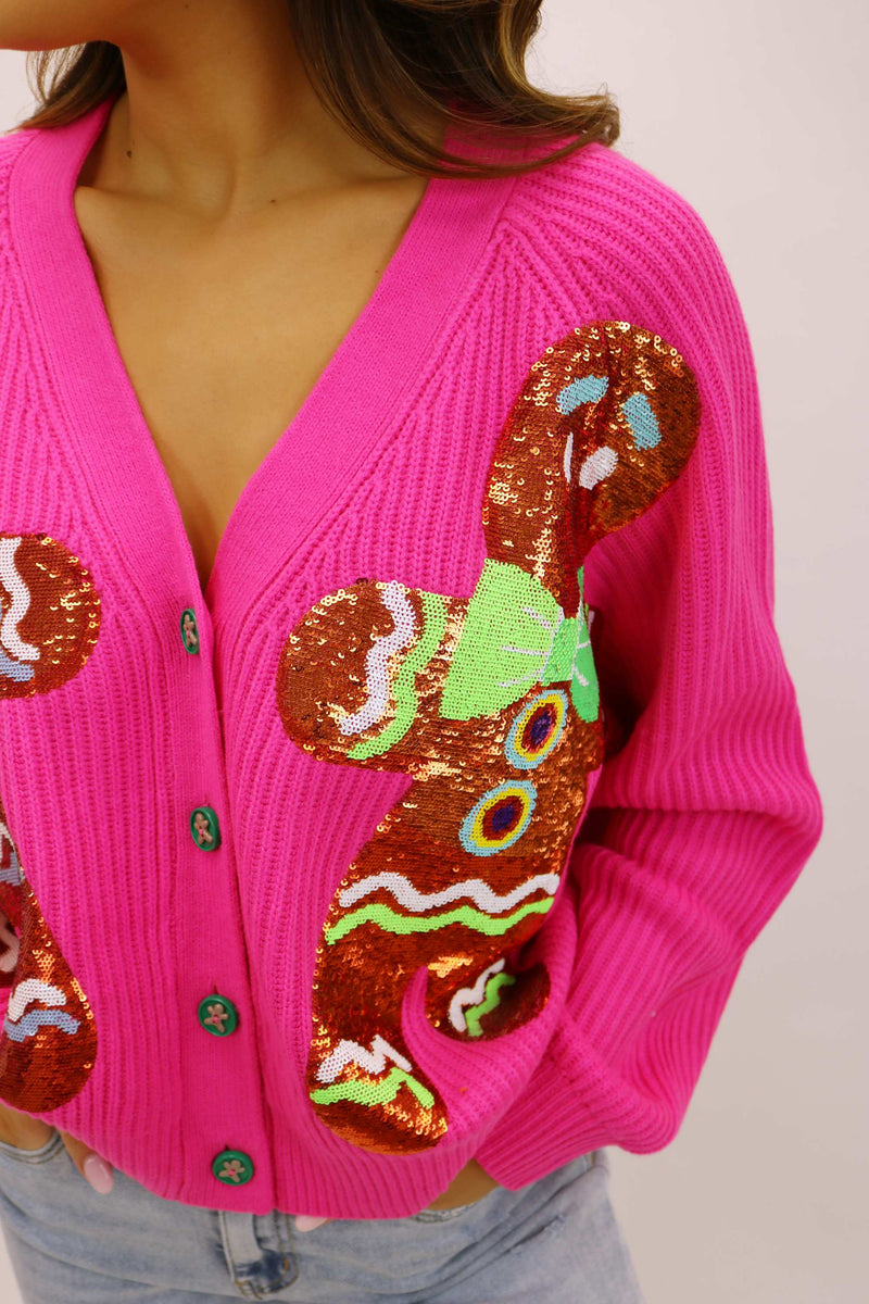 Hot Pink Gingerbread Cardigan