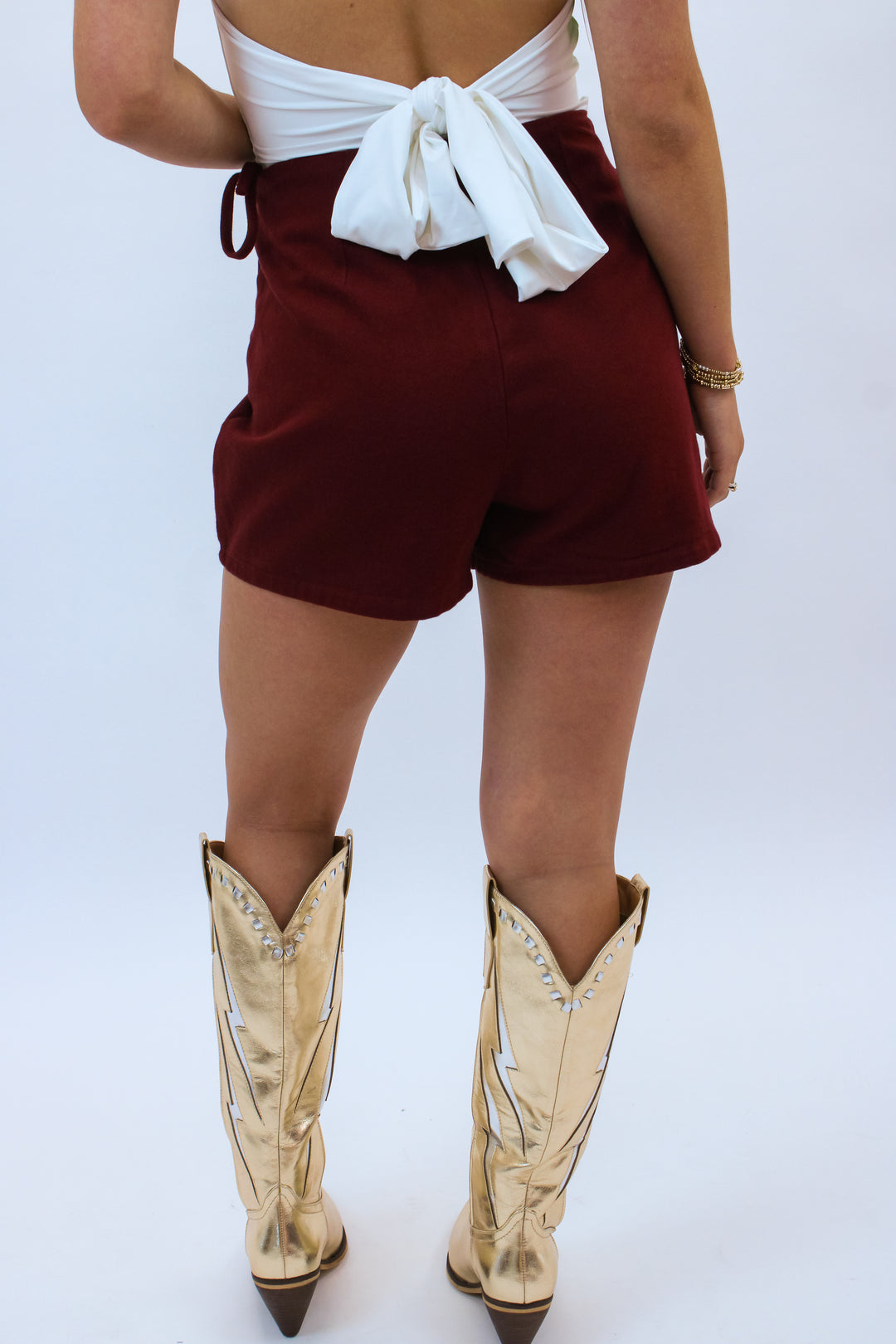 Glow Up Denim Mini Skort, Maroon