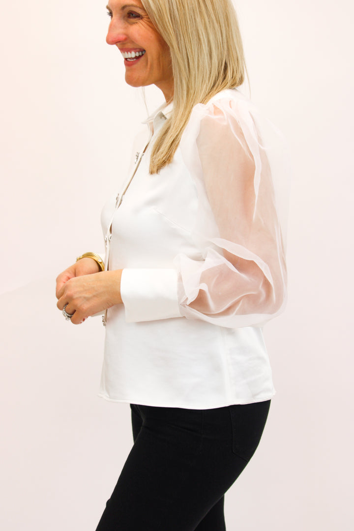 Waldorf Top, Ivory/White
