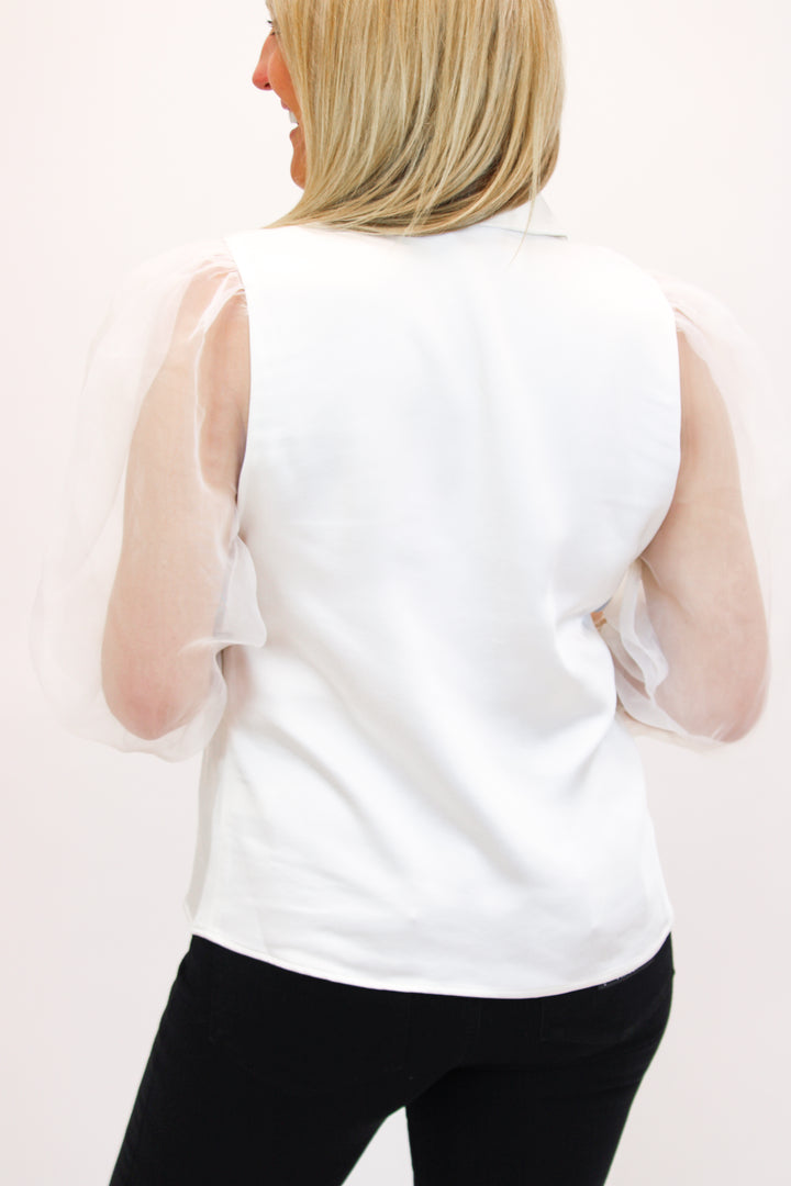 Waldorf Top, Ivory/White