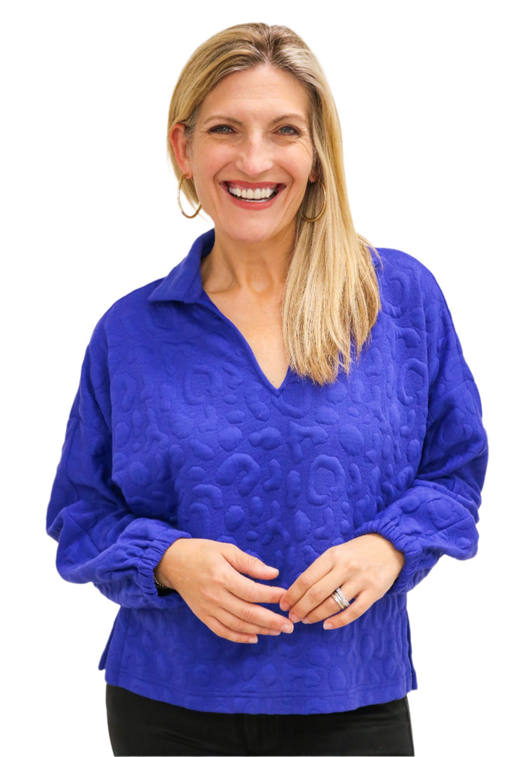 Poppy Pop-Over, Royal Blue Cheetah