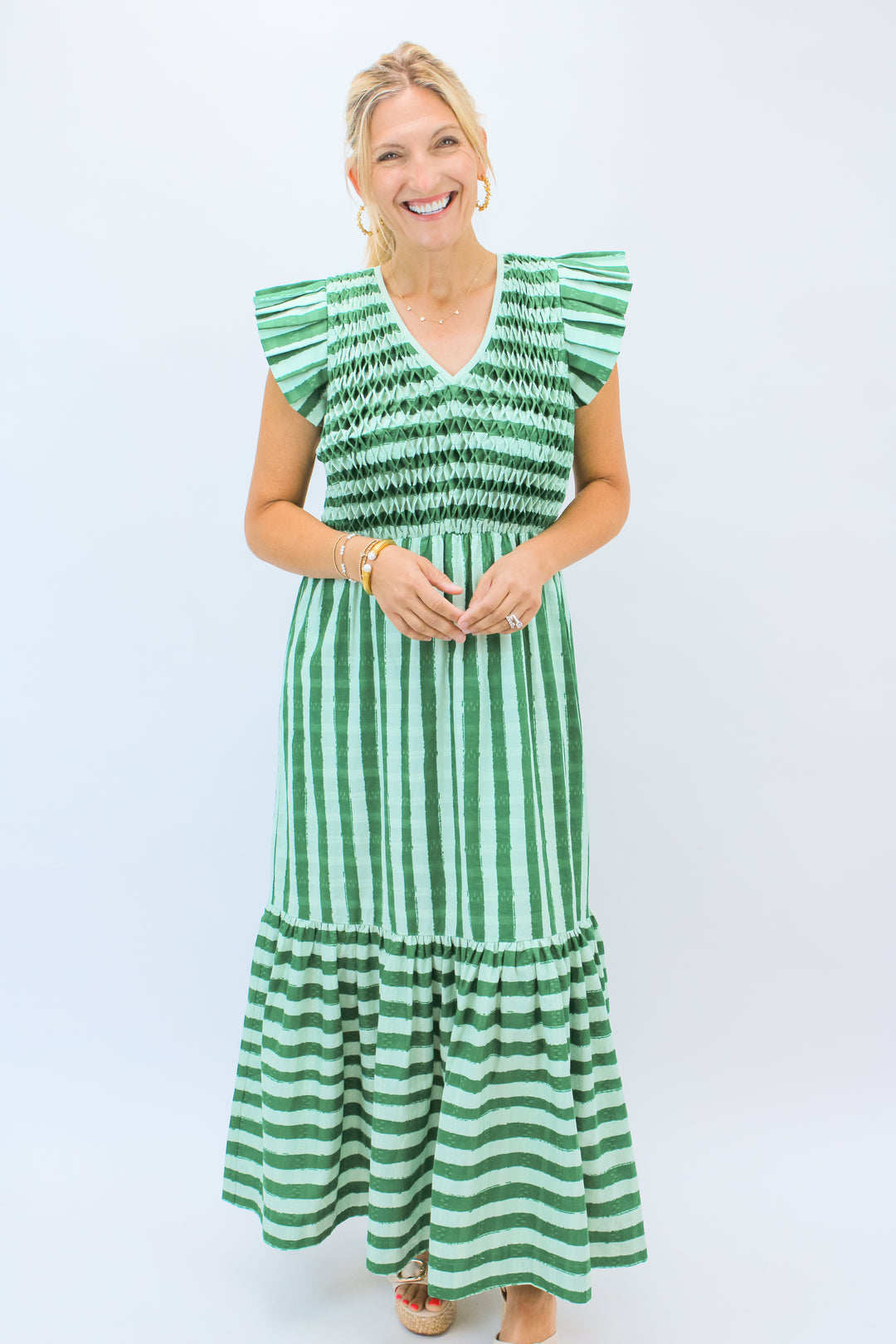 Grace Maxi Dress, Mist Green Stripe