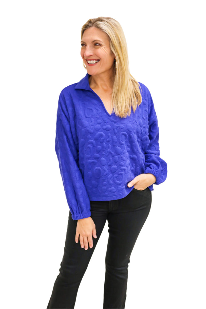 Poppy Pop-Over, Royal Blue Cheetah