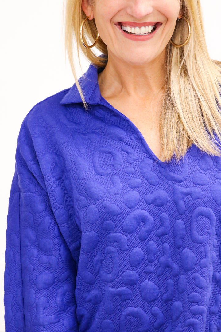 Poppy Pop-Over, Royal Blue Cheetah