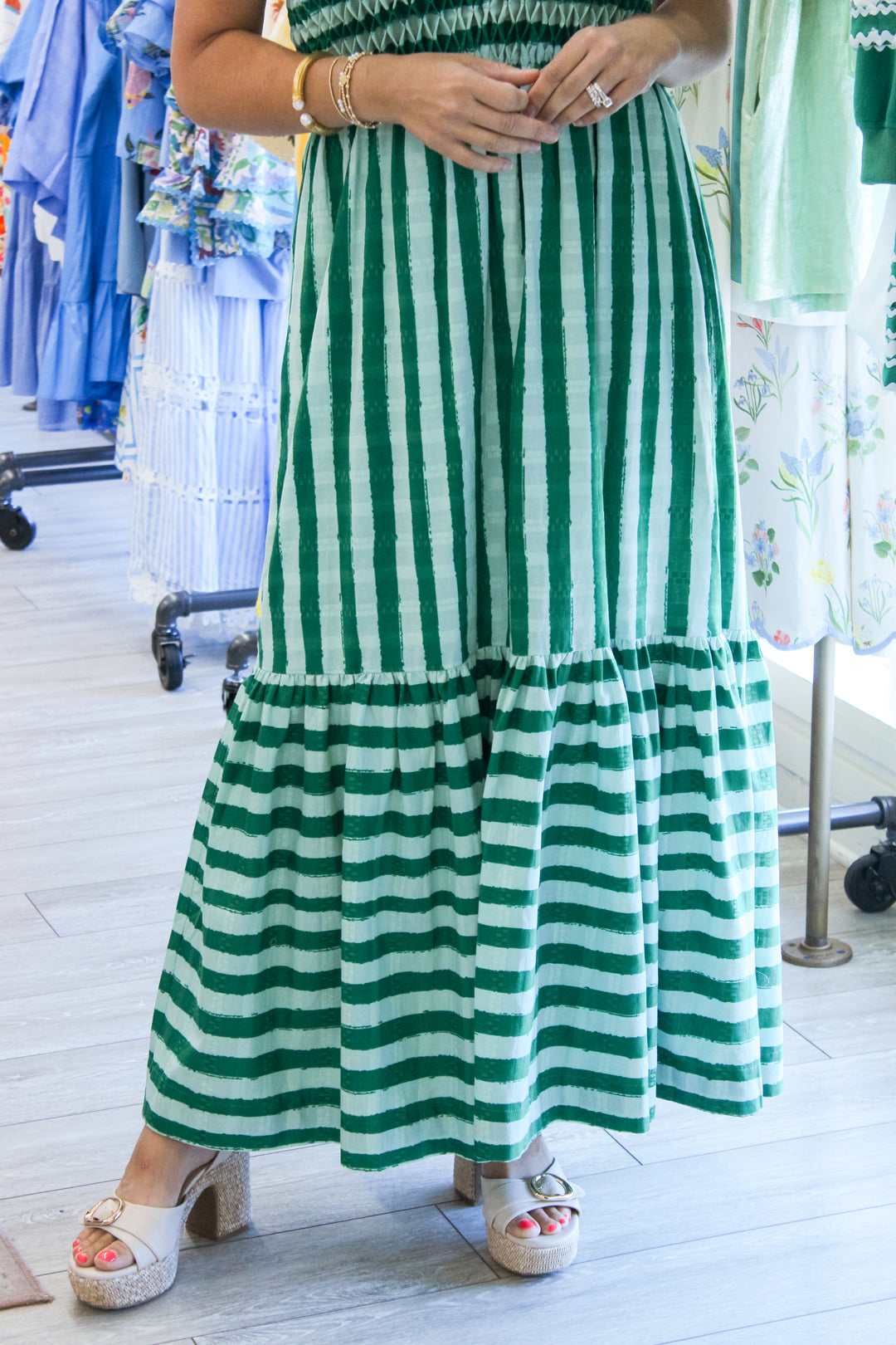 Grace Maxi Dress, Mist Green Stripe