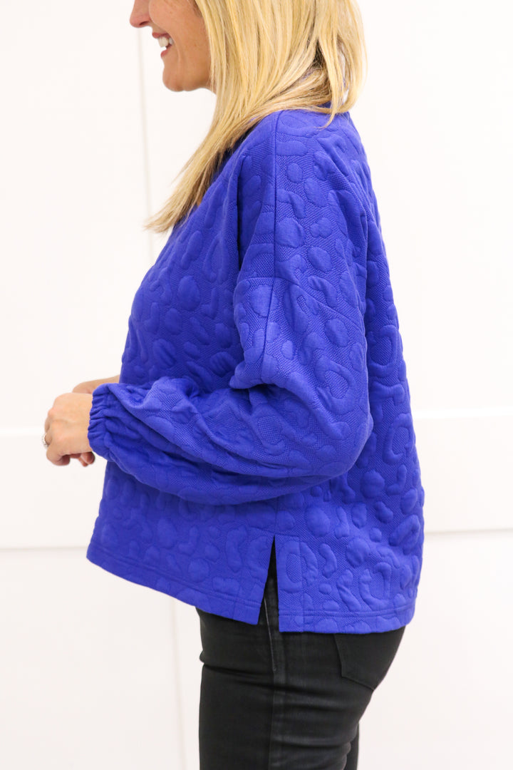 Poppy Pop-Over, Royal Blue Cheetah