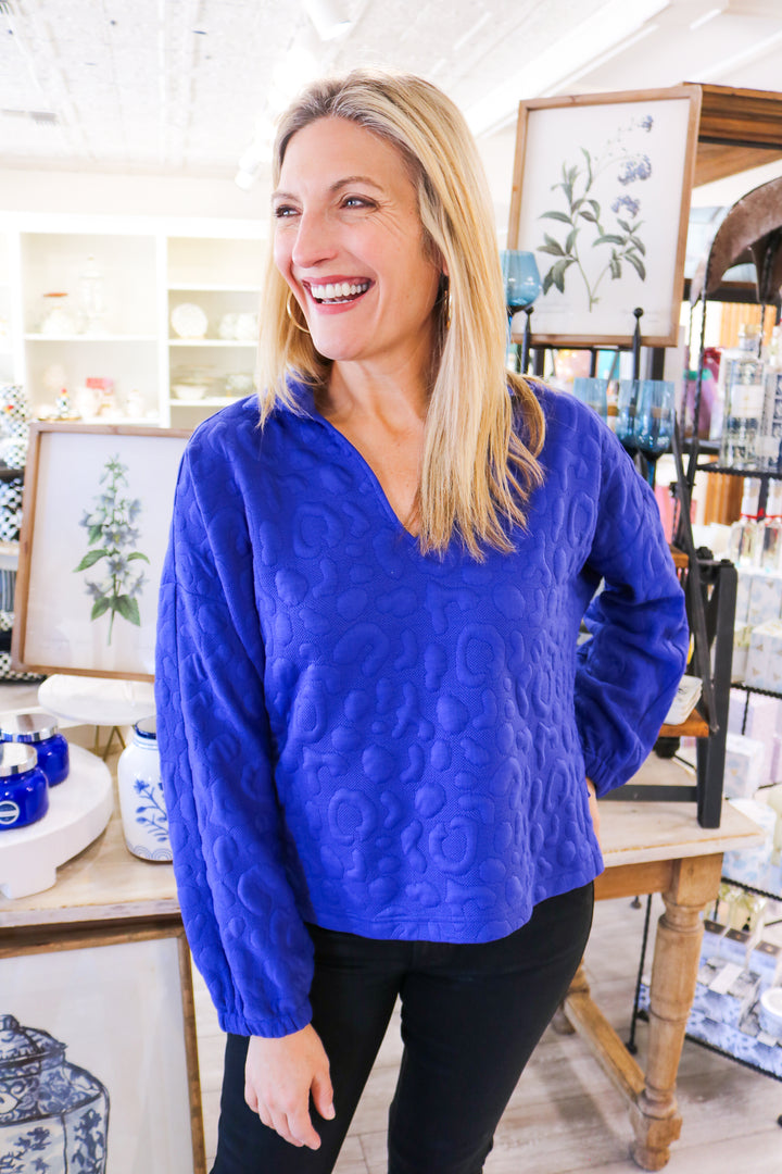 Poppy Pop-Over, Royal Blue Cheetah
