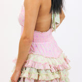 Quintelle Ruffle Halter Mini Dress, Taffy Twist